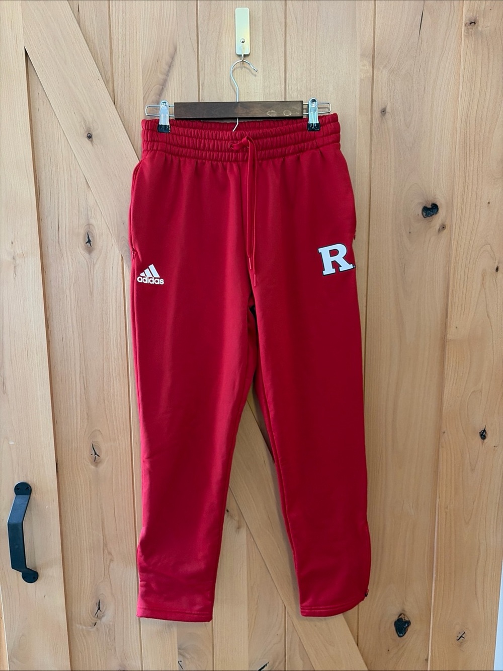 Rutgers University Scarlet Knight Pants Men’s L Red Drawstring Warm Up Adidas